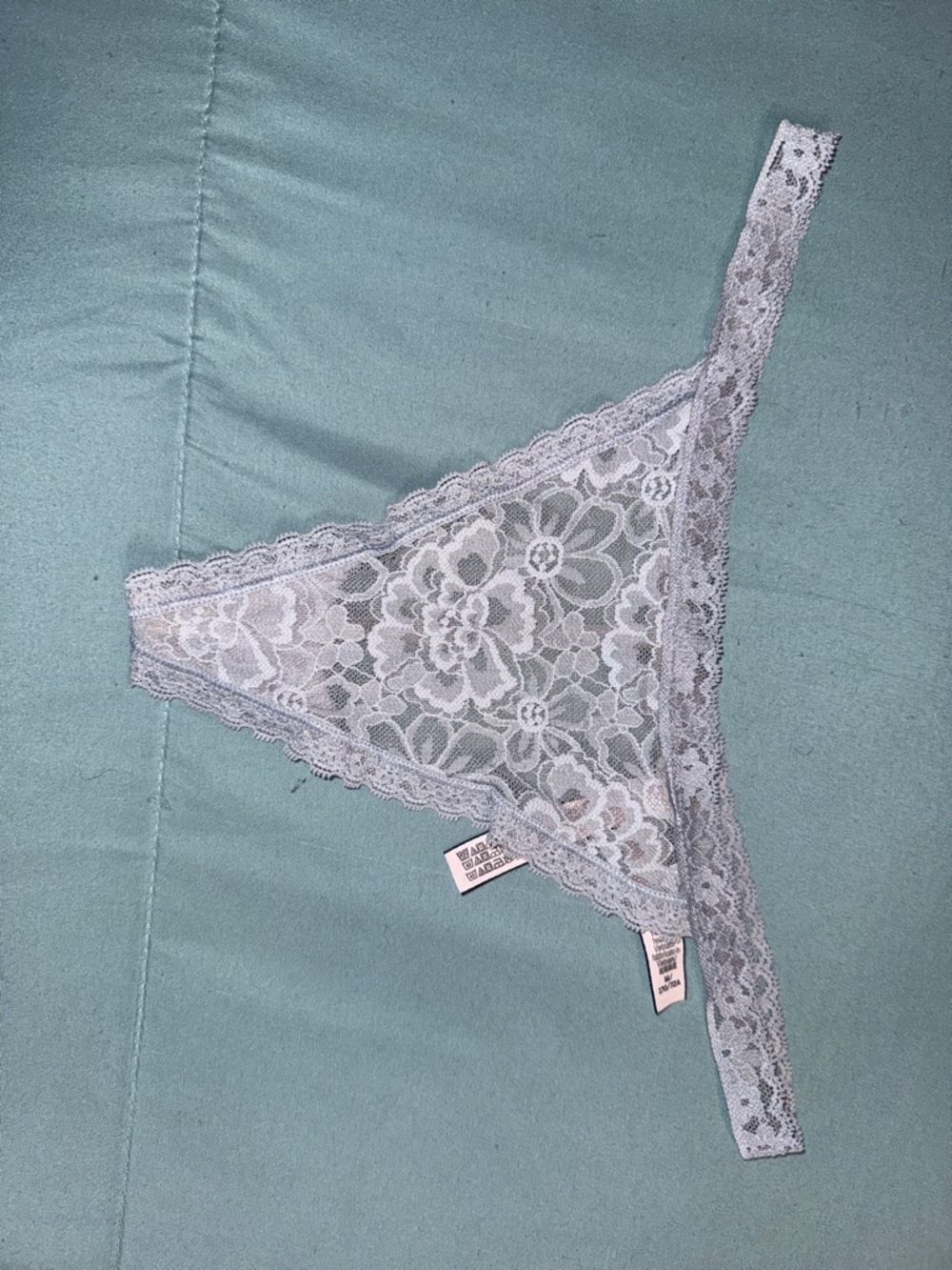 PINK Victoria's Secret Light Gray Lace Thong